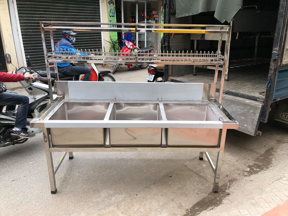 Chậu rửa Inox công nghiệp 3 hố Trang Đạt uy tín, giá rẻ Hải Phòng