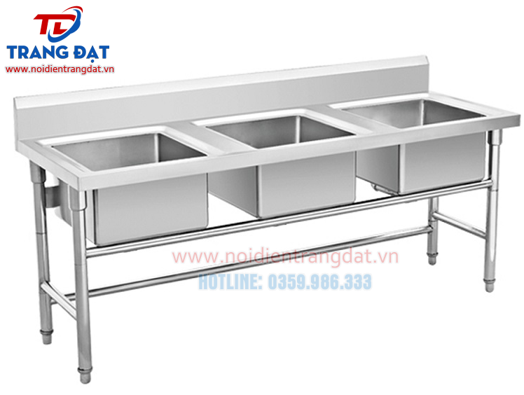 Chậu rửa Inox công nghiệp 3 hố Trang Đạt chất lượng, giá tốt