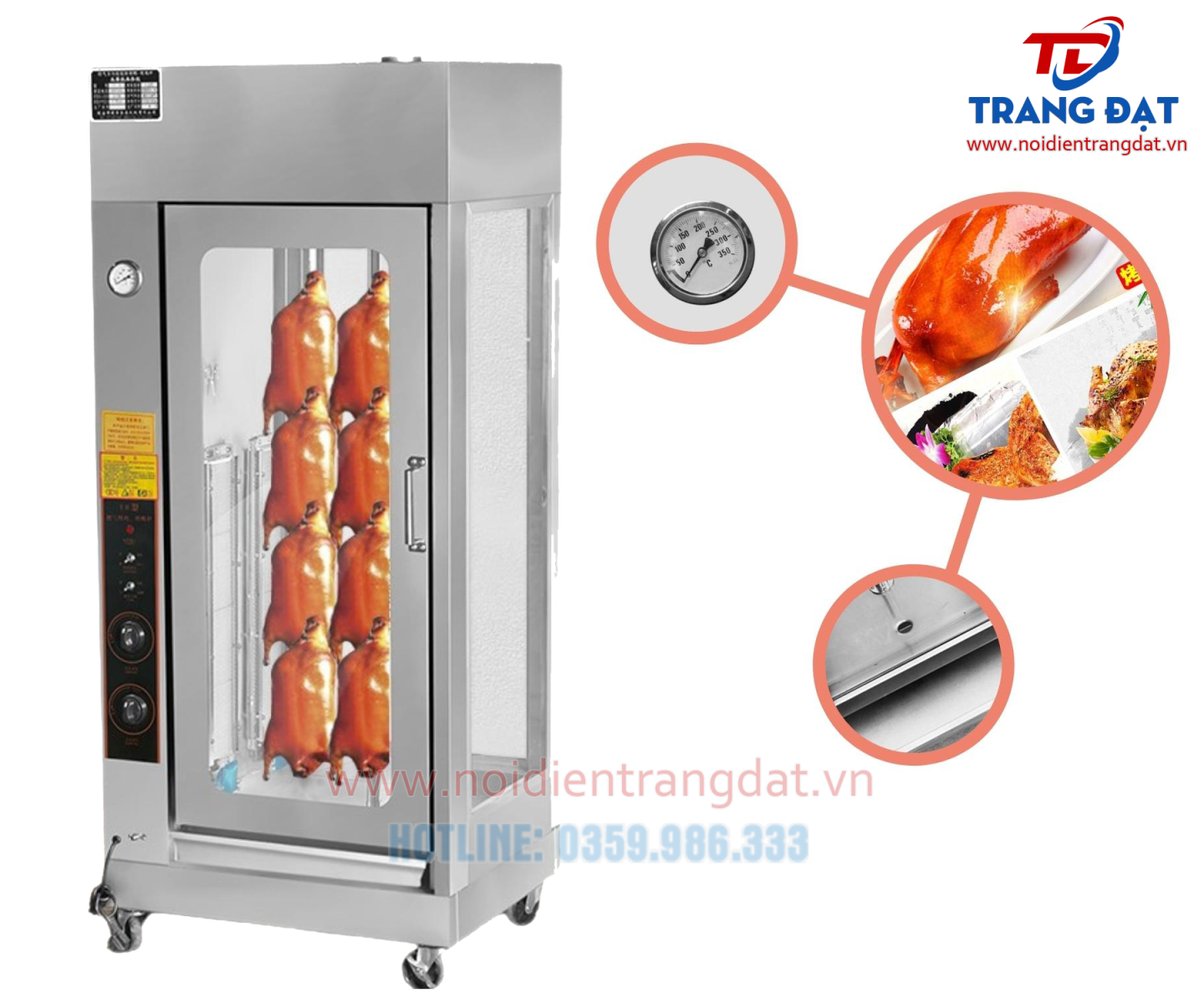 Lò quay vịt công nghiệp dạng đứng giá rẻ, chất lượng tại Nồi điện Trang Đạt