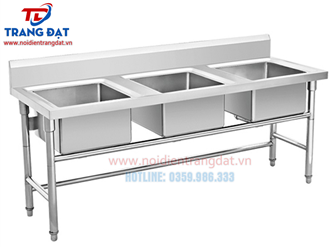 Chậu rửa Inox công nghiệp 3 hố