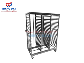 Xe đẩy khay cơm inox 150 khay