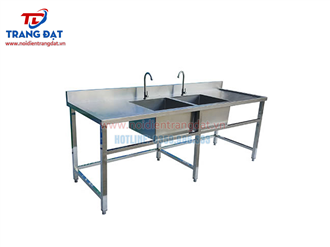 Chậu rửa bát công nghiệp 2 hố, 2 cánh