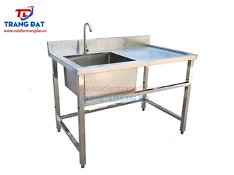 Chậu rửa công nghiệp 1 hố có bàn lệch phải