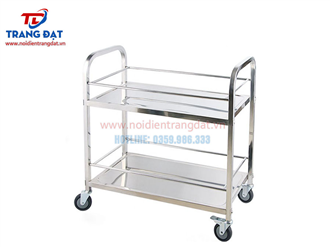 Xe đẩy thức ăn 2 tầng INOX