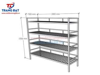 Kệ inox 4 tầng nan 1800×500 mm