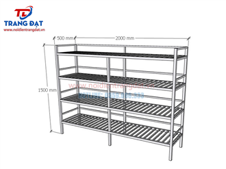 Kệ inox 4 tầng phẳng 2000×500 mm