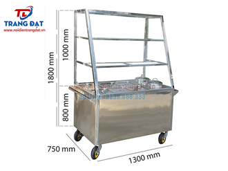 Tủ hâm nóng thức ăn 6 khay, 2 nồi, 3 đợt kính